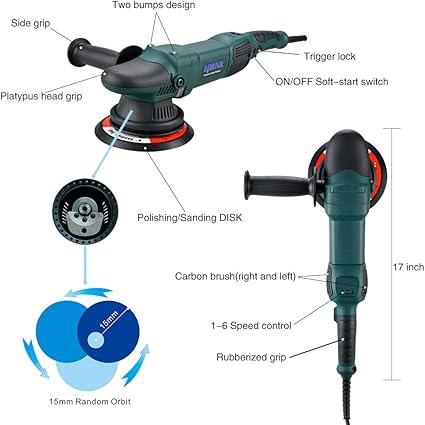 DA Rotorbital Hone de 15 mm, pulidora para detalles de autos