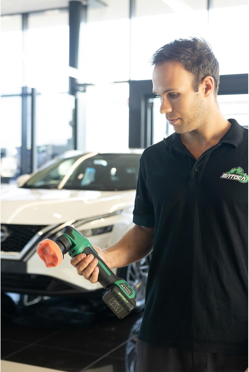 Mini- Polisher Inalambrica Pulidora Dual Funciona como DA Rotorbital y Rotativa Polichadora Marca Batoca