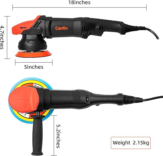 Pulidora orbital de doble acción para coche con almohadillas de 5" y 6"