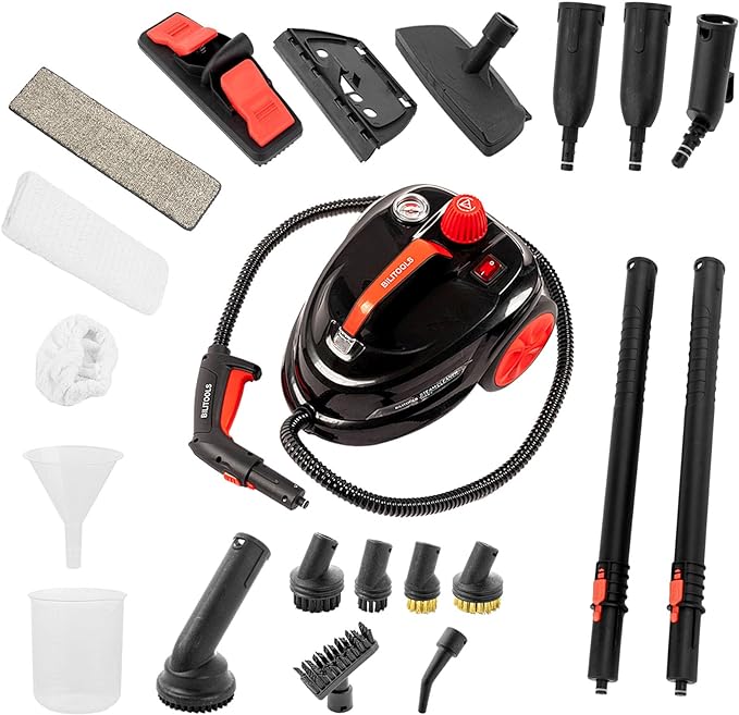 Maquina Limpieza Vapor 90 minutos de Vapor Steam Cleaner presión de 73 psi con 19 accesorios
