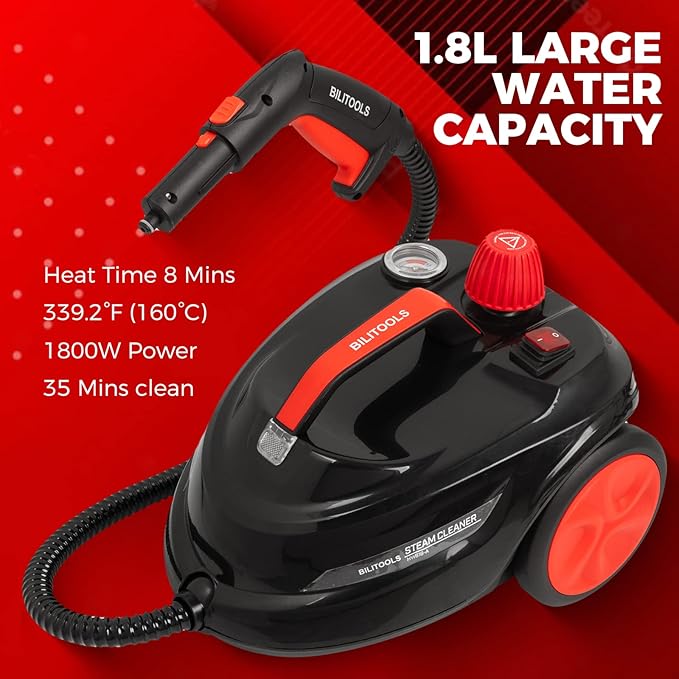 Maquina Limpieza Vapor 90 minutos de Vapor Steam Cleaner presión de 73 psi con 19 accesorios
