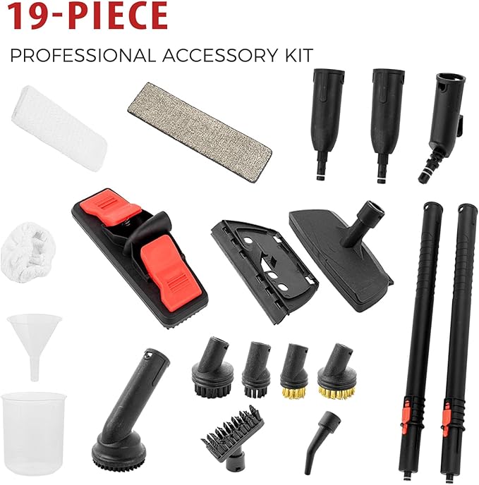 Maquina Limpieza Vapor 90 minutos de Vapor Steam Cleaner presión de 73 psi con 19 accesorios