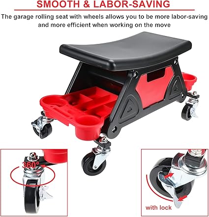 Silla de Detailing con ruedas, capacidad de 300 libras