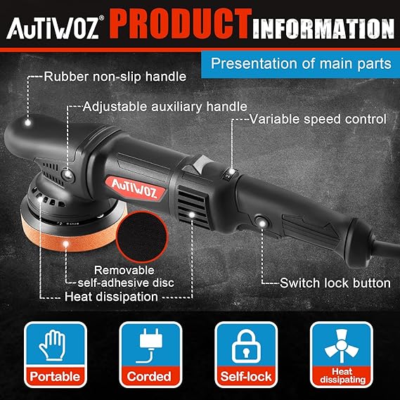 DA Rotorbital AUTIWOZ 920 W, 5 pulgadas, pulidora de doble acción
