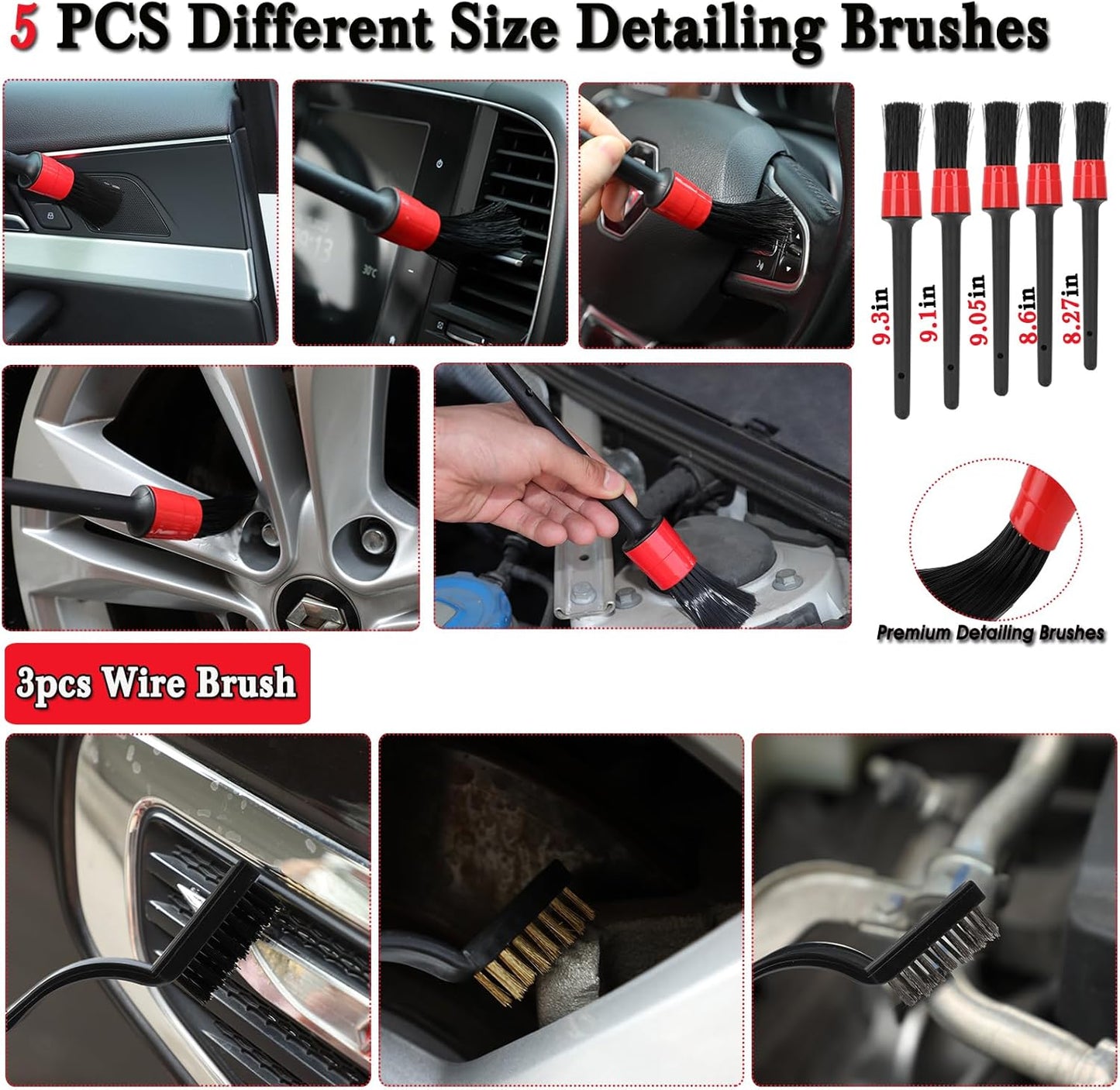 Kit para Detailing Detallado Uso Personal Brochas, aspiradora, cepillos para taladro kit 30 piezas