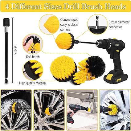 Kit Detailing Detallado x 27 piezas brochas, cepillos taladro, cepillo Llantas, Guante.