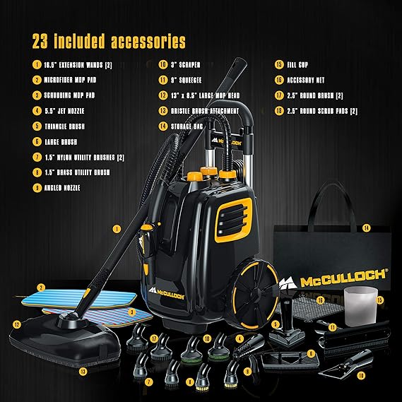 McCulloch MC1385 Limpiador de vapor con 23 accesorios