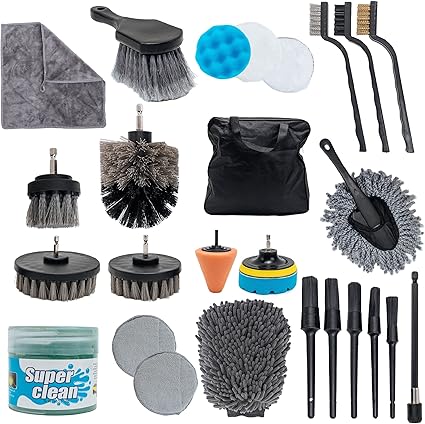 Kit Detailing Detallado Automotriz Brochas, Llantas, Cepillo Taladro x 18 piezas