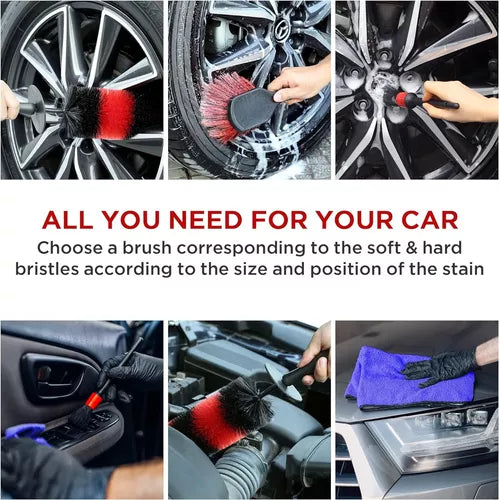 Brochas para Detailing Con Kit de Cepillos para Rines y Llantas