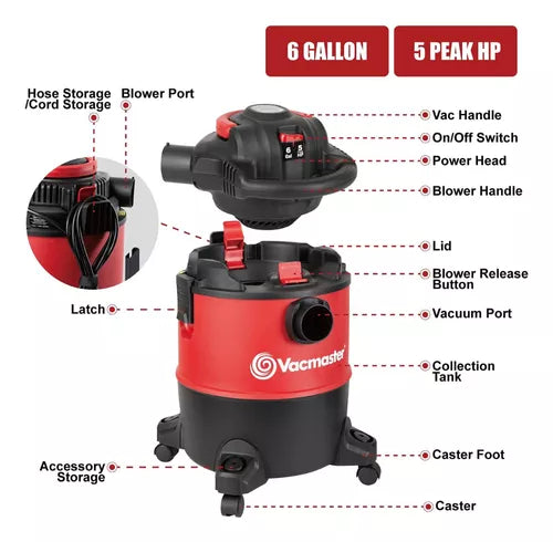Aspiradora y sopladora Vacmaster 6 Galones