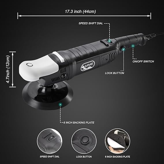 Polisher  pulidora rotativa de 6 pulgadas, Marca Autiwoz 6 velocidades  de 1000 a 3800 RPM