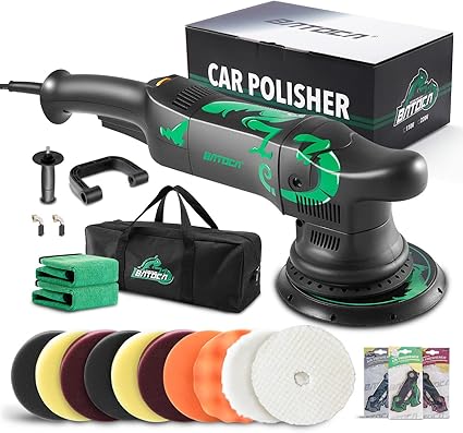 Polisher DA Rotorbital  Pulidora de doble acción de 6 pulgadas y 700W  con 6 velocidades y Kit de Pads Marca Batoca