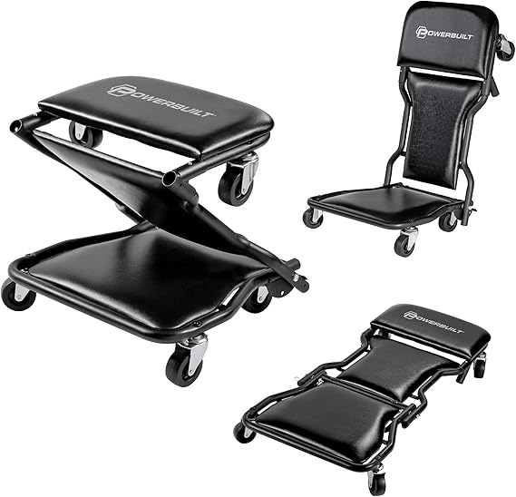 asiento rodante y taburete de Detailing  con ruedas ajustable todo en uno, acostarse o sentarse