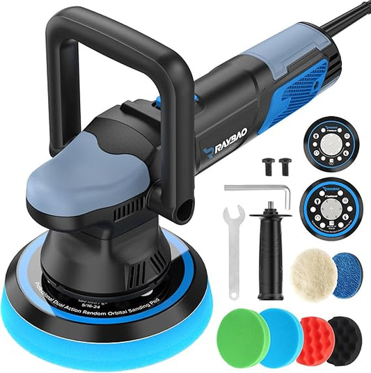 DA Rotorbital Raybao Pulidora de doble acción de 900 W de 5/6 pulgadas, 6 velocidades variables