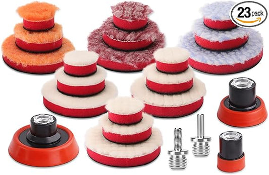 Kit Mini Pads de Corte Lana y Micro fibra   23 almohadillas de pulido