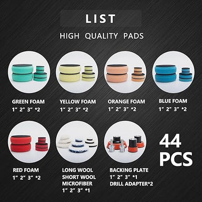 Kit Mini Pads 44 piezas  respaldo de rosca 5/8-11
