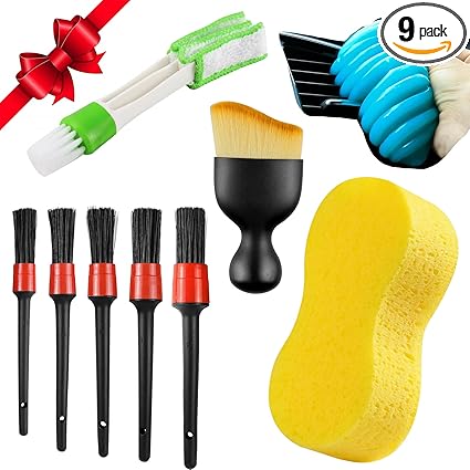 Brochas Detailing Car Wash, Piano Black, Cepillo Aire, Gel Limpieza kit 9 piezas