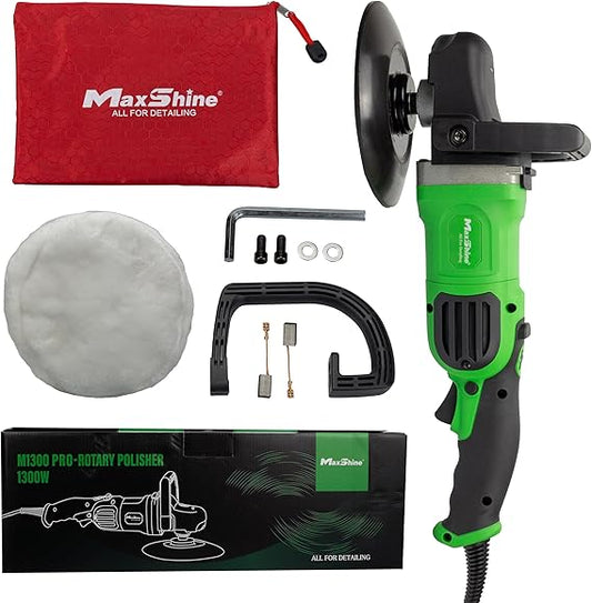Maxshine M1300 Pro Pulidora rotativa – Potente 1300 W, 6 velos, disco de 7 pulgadas, rosca de 5/8