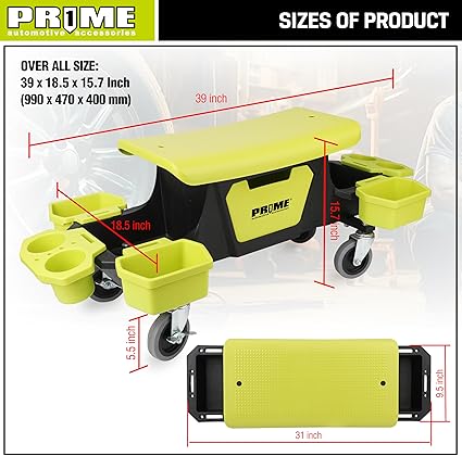 Asiento para Detailing rodante con ruedas, cajón de bandejas de herramientas extraíbles