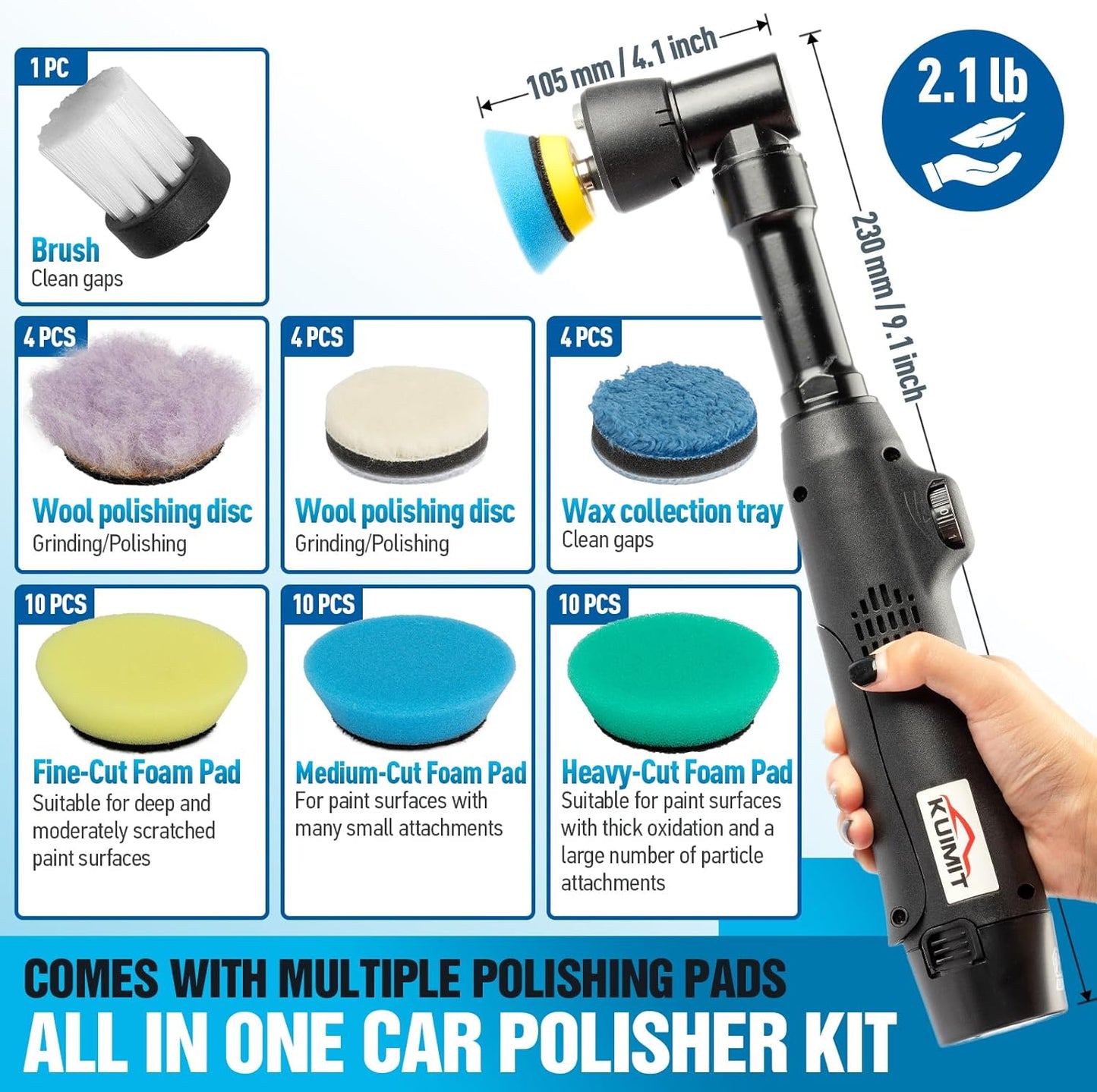 Mini Polisher Dual Inalambrica pulidor de automóvil RO/DA Marca Kumit