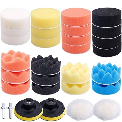 Kit 31 Pads  de pulido de 3 pulgadas, Maquina Rotativa y Taladro