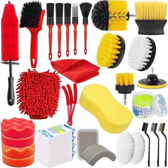 Kit Detailing o Detallado Brochas, cepillos, esponjas, Pads Profesionales en con 32 piezas