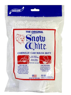 Guante de Lavado de Microfibra Chenille Wash Mitt Profesional Blanco