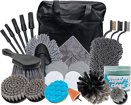 Kit Detailing  Detallado Automotriz Brochas, Llantas, Cepillo Taladro x 18 piezas
