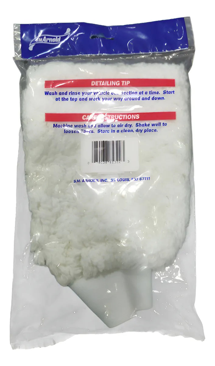 Guante de Lavado de Microfibra Chenille Wash Mitt Profesional Blanco