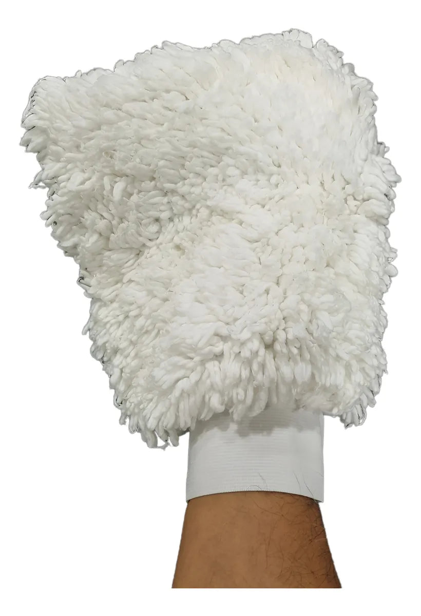 Guante de Lavado de Microfibra Chenille Wash Mitt Profesional Blanco