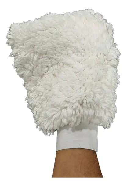 Guante de Lavado de Microfibra Chenille Wash Mitt Profesional Blanco