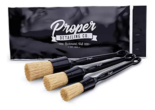 Brochas de Detailing Natural Pelo Jabali Car Wash Proper 3 Unds