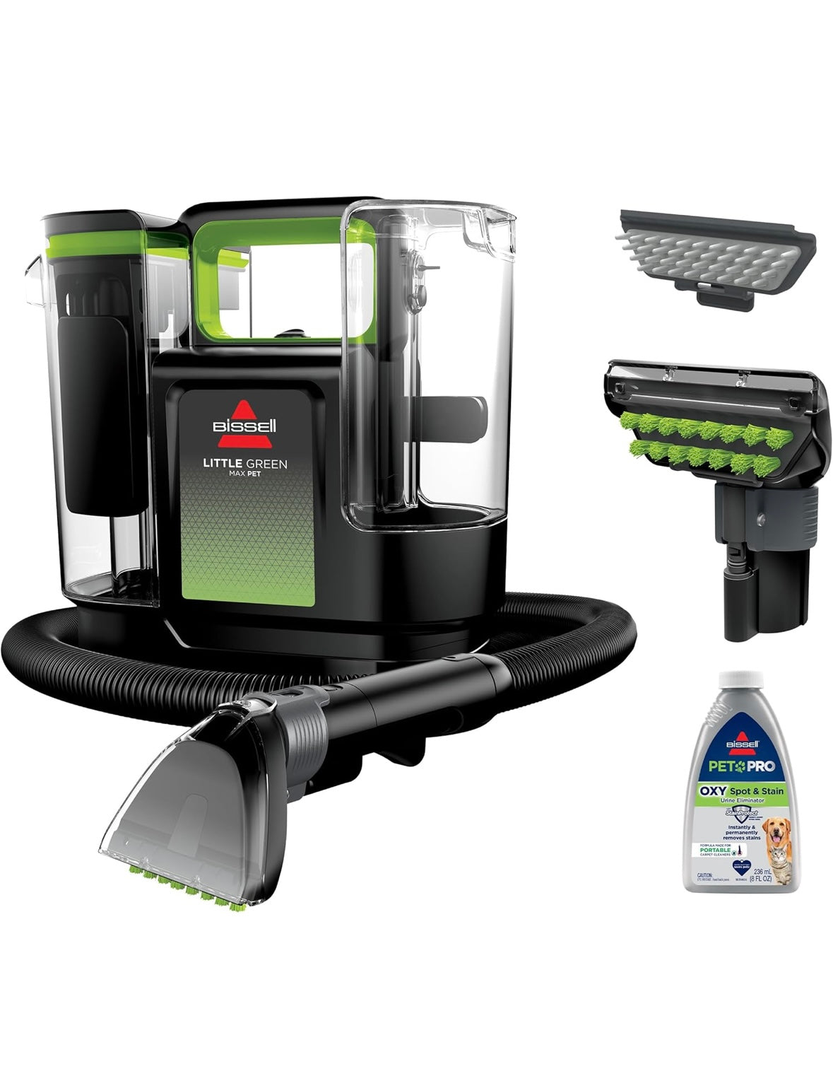 Limpieza Inyección y Succión BISSELL Little Green Max Limpiador profundo portátil para alfombras y tapicería, detallador de automóviles/automóviles, con herramienta de manchas