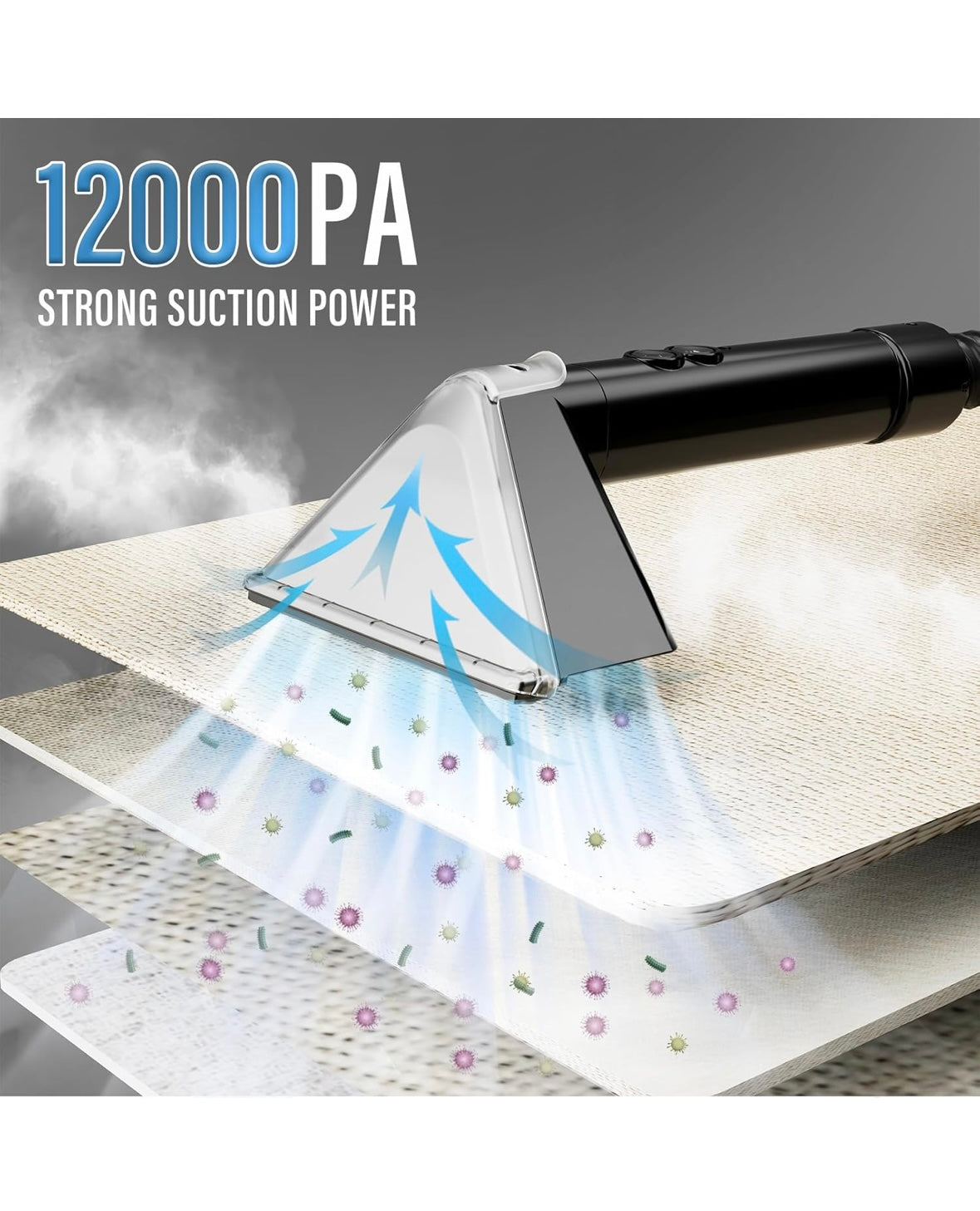 Limpieza Inyección y Succión STARRYBOT  limpiadora de alfombras portátil con tecnología de vapor para alfombras y tapicería, potente succión de 12 Kpa con herramientas versátiles, removedor de manchas tapicería