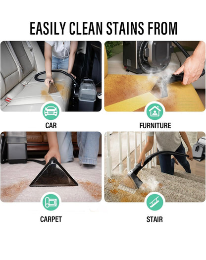Limpieza Inyección y Succión STARRYBOT  limpiadora de alfombras portátil con tecnología de vapor para alfombras y tapicería, potente succión de 12 Kpa con herramientas versátiles, removedor de manchas tapicería