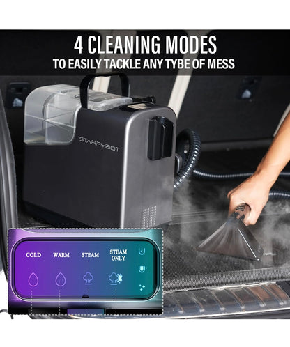 Limpieza Inyección y Succión STARRYBOT  limpiadora de alfombras portátil con tecnología de vapor para alfombras y tapicería, potente succión de 12 Kpa con herramientas versátiles, removedor de manchas tapicería