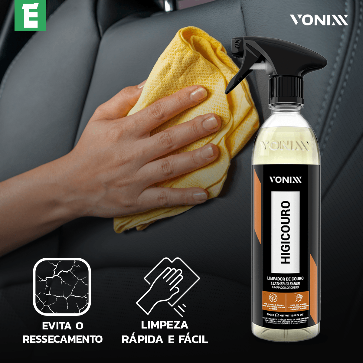 Vonixx Higicouro - Limpiador de tapiceria cuero 500mL