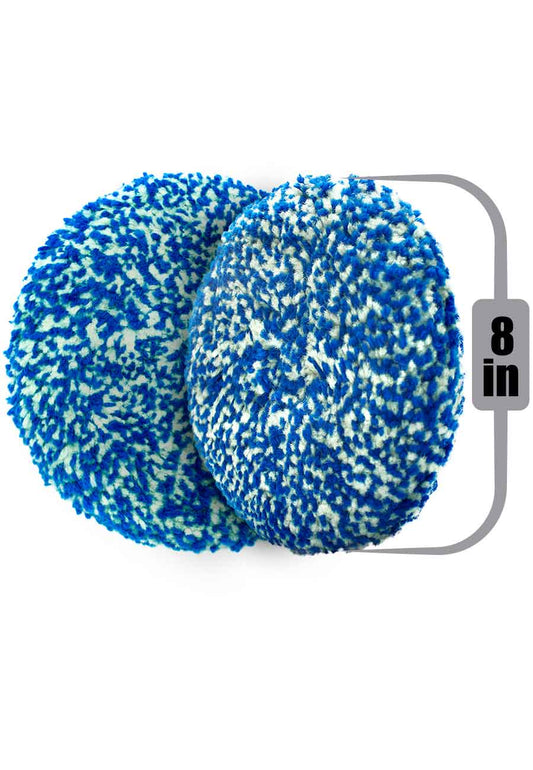 Pomo  Symplex Azul y Blanco Pad 100% Lana Doble cara 4 hilos Polichado Pulir Felpa Estopa
