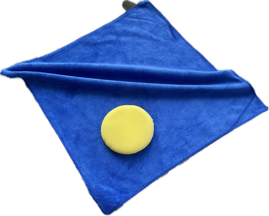 COMBO DE PAÑO MICROFIBRA DE 4 PULGADAS MAS UN APLICADOR GOMA ESPUMA